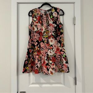 Black and Coral Floral Dress